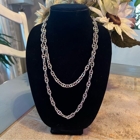 Stella & Dot Silver Tone Chainlink Long Necklace - Picture 3 of 9